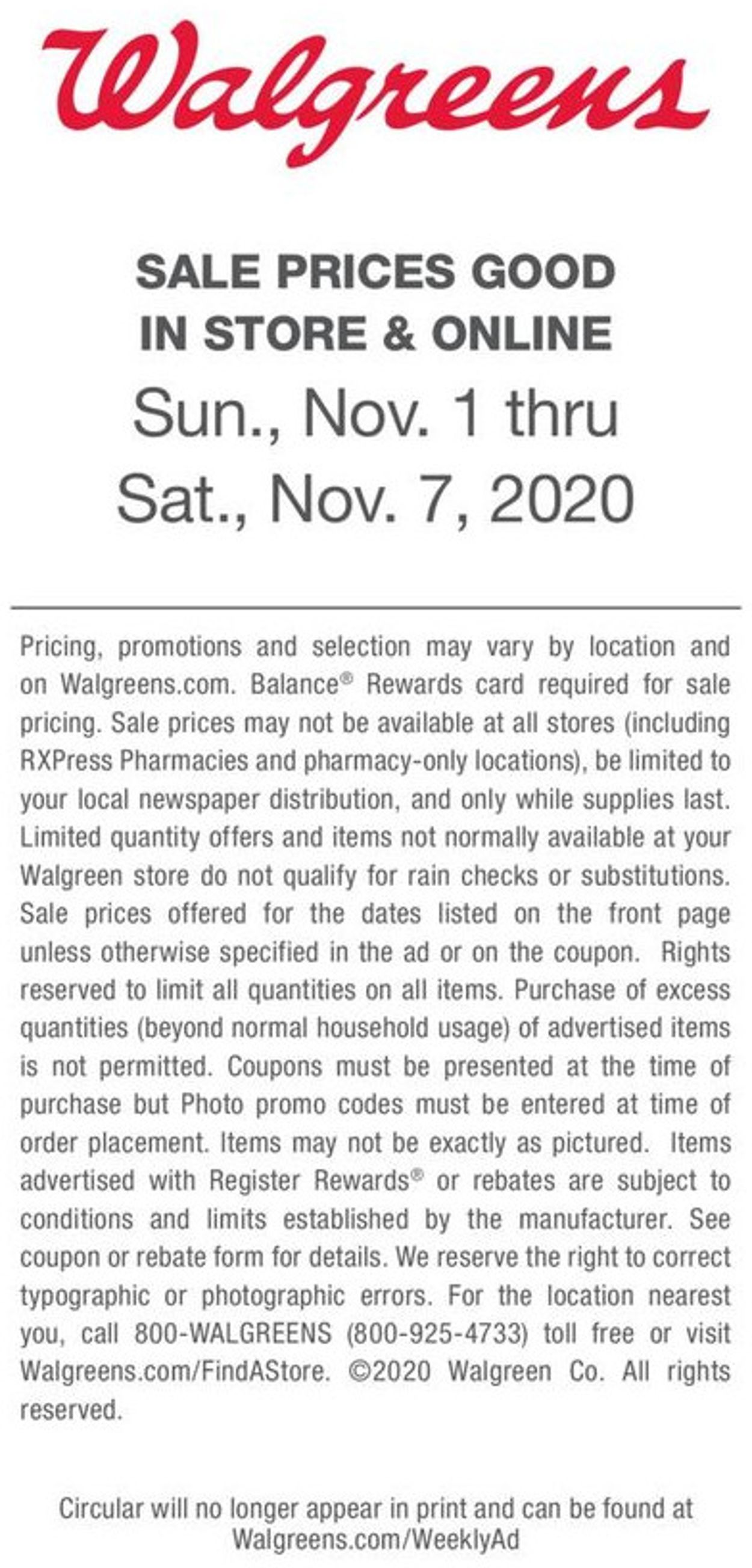 Walgreens Weekly Ad Circular - valid 11/01-11/07/2020 (Page 32)