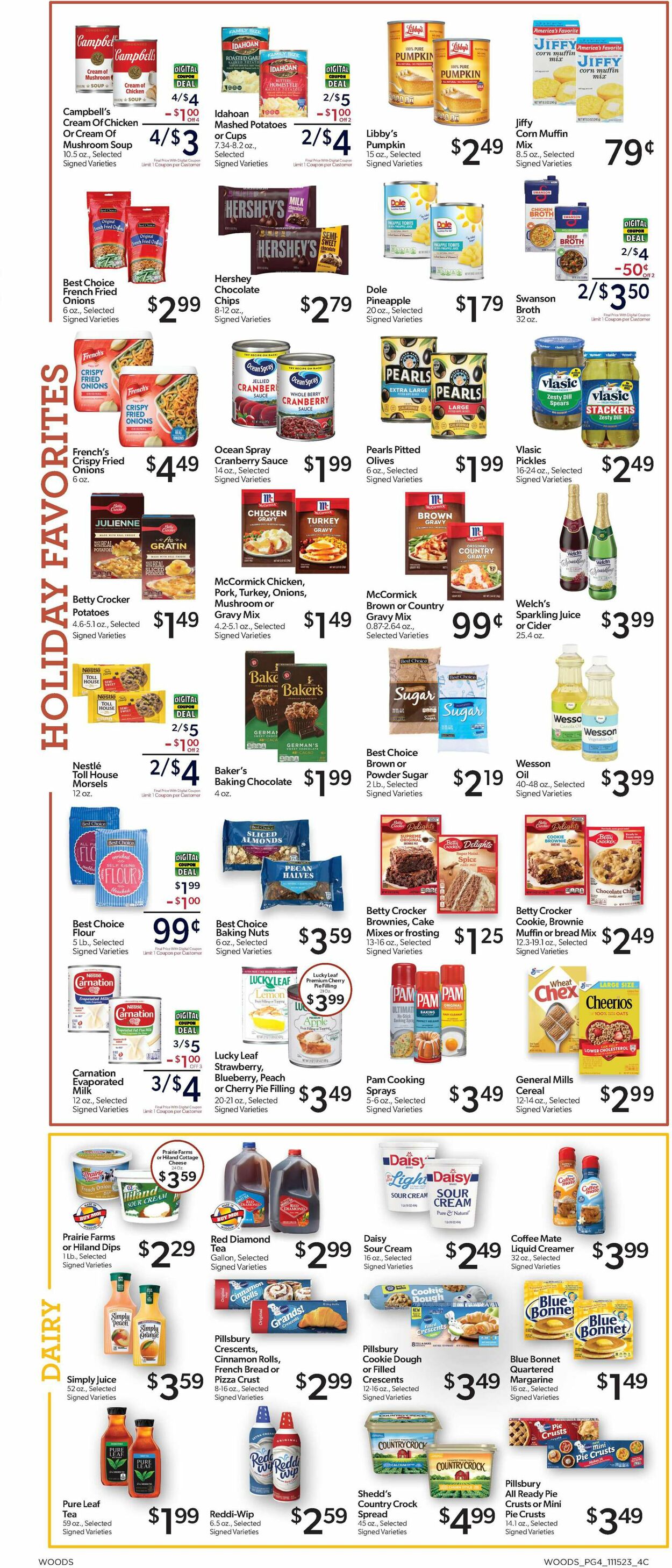 Woods Supermarket Weekly Ad Circular - valid 11/15-11/28/2023 (Page 4)