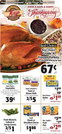 Hays Supermarket Thanksgiving ad 2020